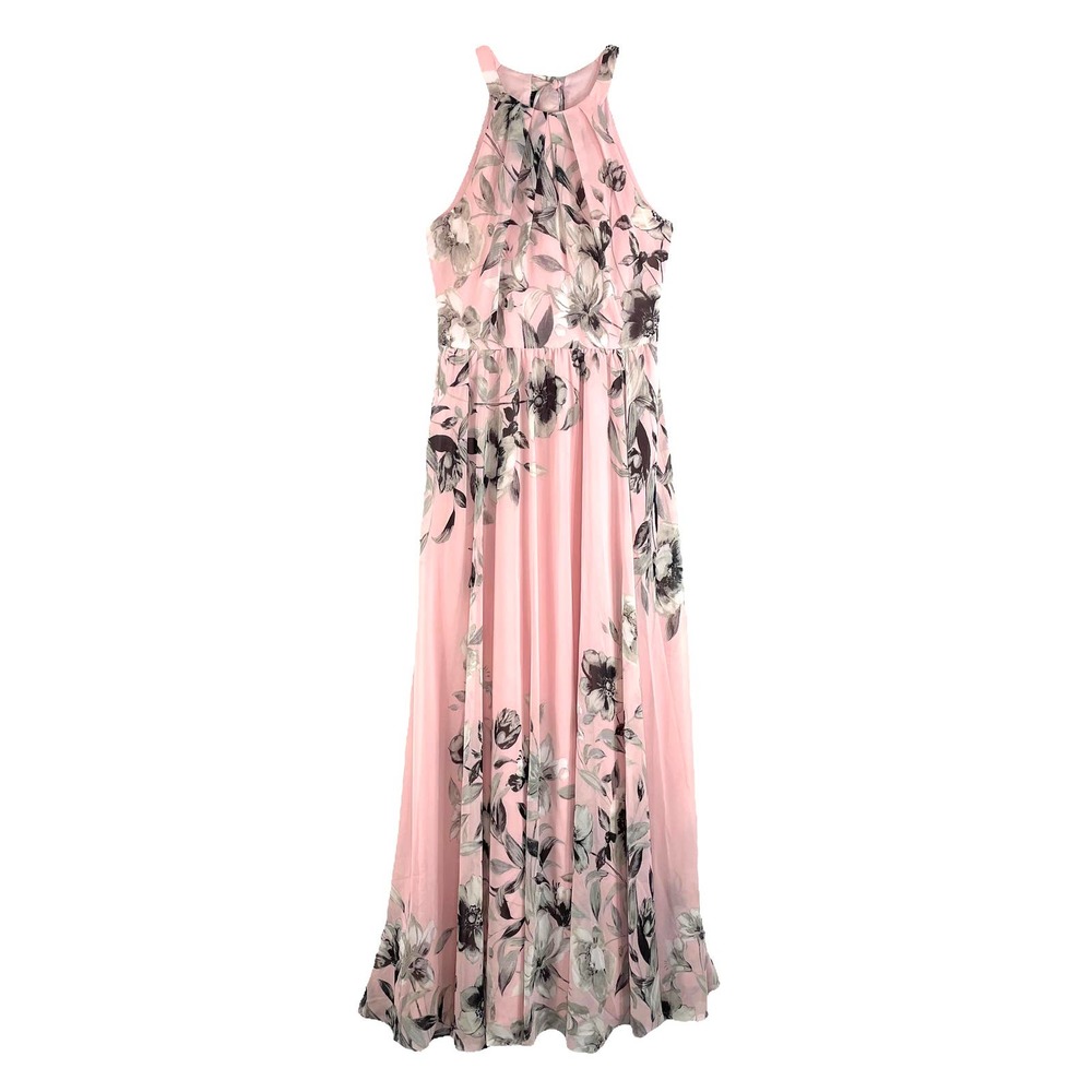 Eliza J floral halter chiffon maxi gown dress Sz 10 - Picture 2 of 11